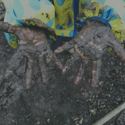 Muddy hands