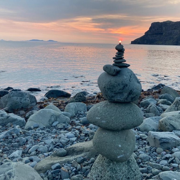 Pile of rocks at water's edge