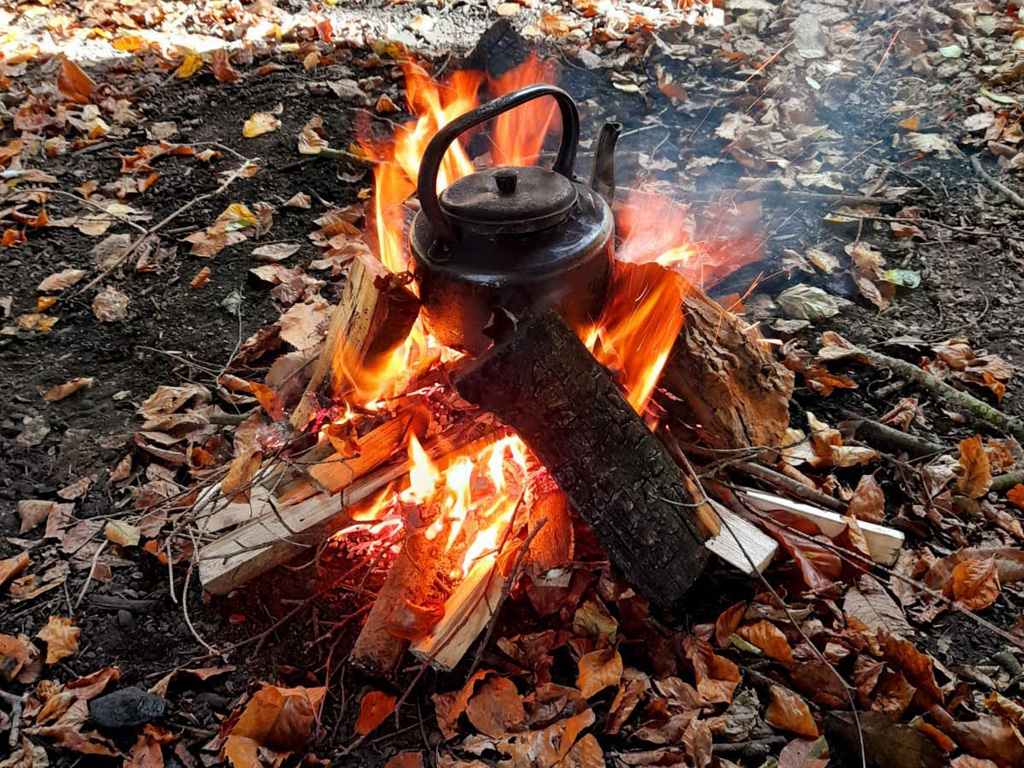 Kettle on camp fire